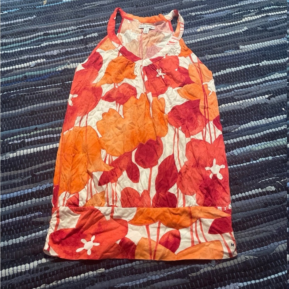 American Eagle Outfitters Orange Floral Tank Top NWT Medium